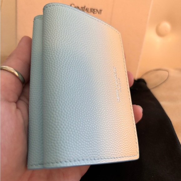 Saint Laurent YSL RARE Blue Ombré Origami Tiny Tri-fold Wallet W/ COA - Picture 3 of 13